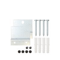 Montagematerial mit Schrauben, Dübeln und Abdeckkappen