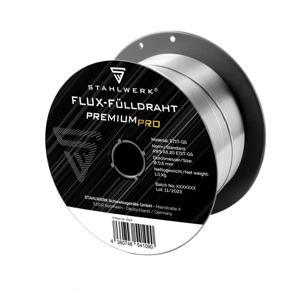 STAHLWERK Schweißdraht MIG MAG Fülldraht E71T-GS 0,6 mm S100/D100 Rolle 1 kg