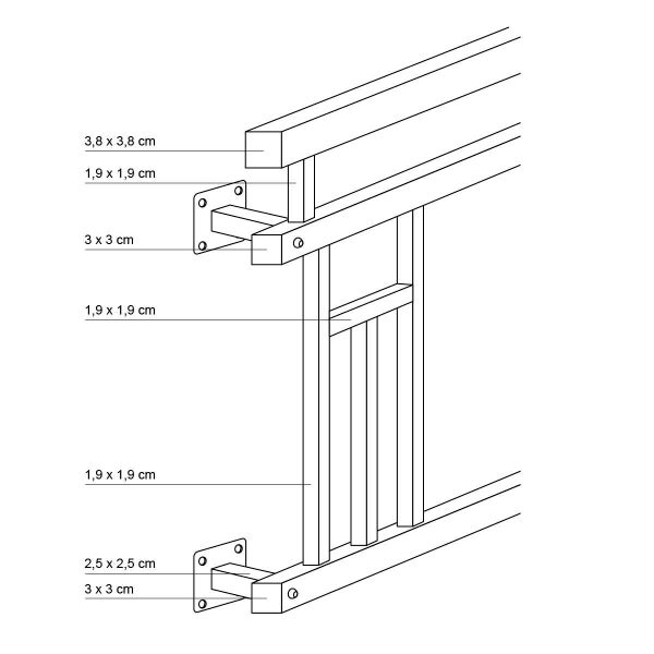 ECD Germany Französischer Balkon 90x100 cm mit 3 Füllelementen, Anthrazit matt, Holzoptik, verzinkter Stahl, Balkongeländer Stabgeländer Balkonbrüstung Balkongitter Fenstergeländer Außen Fenstergitter