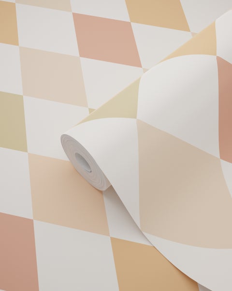 Tapetenrolle mit geometrischem Karomuster