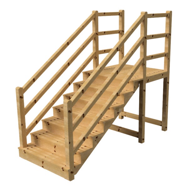 Holztreppe mit Geländer