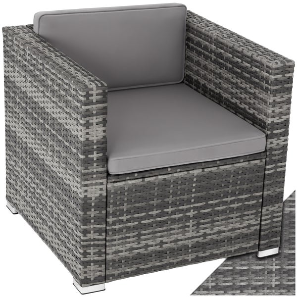 Rattansessel  tectake Lignano 70 x 69 x 65cm widerstandsfähig grau