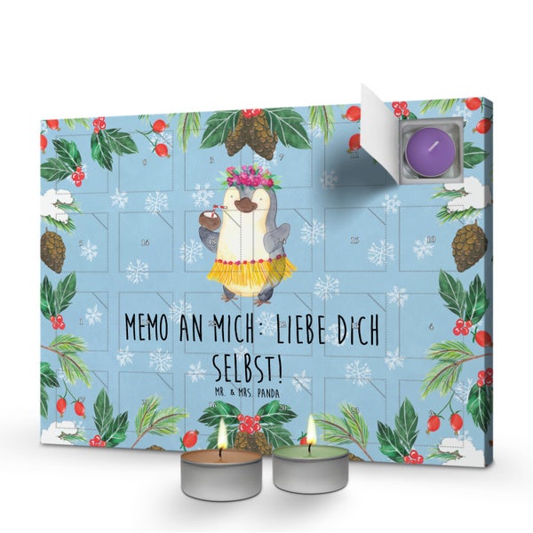 Mr. & Mrs. Panda Duftkerzen Adventskalender Pinguin Kokosnuss - Blau Pastell