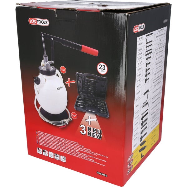 KS TOOLS Universal Getriebeöl-Füllsystem-Satz mit 23-tlg Adaptersatz - 150.9105