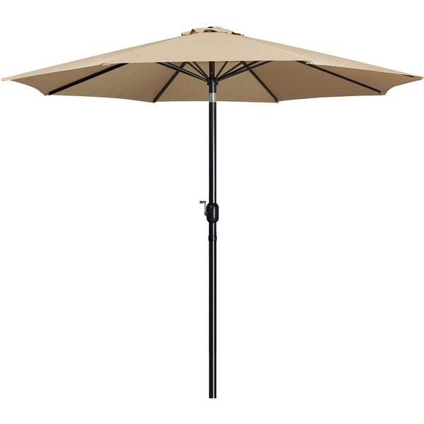 Gartenschirm mit schwarzem Gestell und beigem Schirmdach