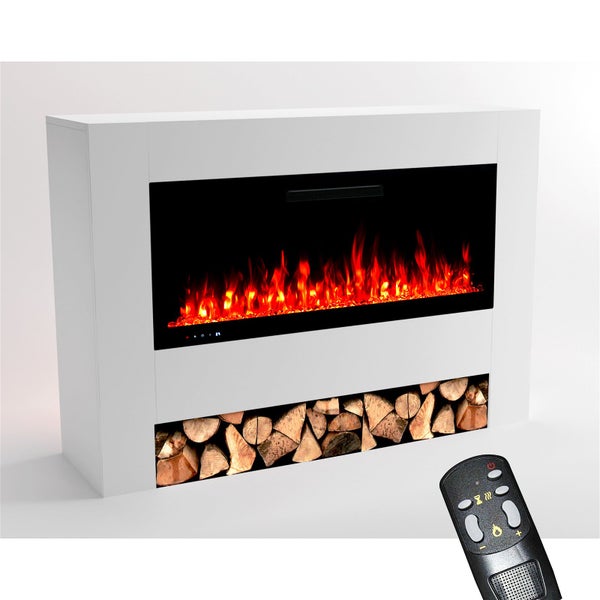 Glow Fire Elektrokamin 'Hermes' | LED Standkamin in weiß mit Heizung (1500 W) | HxBxT: 96 x 136 x 38 cm