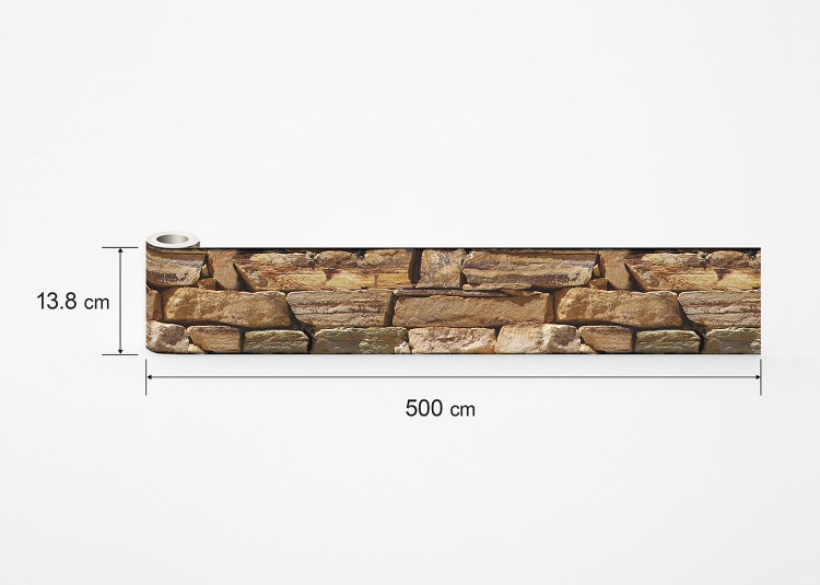 Tapetenbordüre in Steinoptik mit den Maßen 13,8 Zentimeter Höhe und 500 Zentimeter Länge.