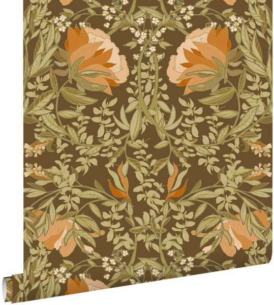 Tapetenrolle mit Blumen und Blättern