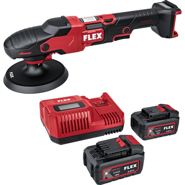 FLEX Akku Poliermaschine mit zwei 18 Volt Akkus und Ladegerät