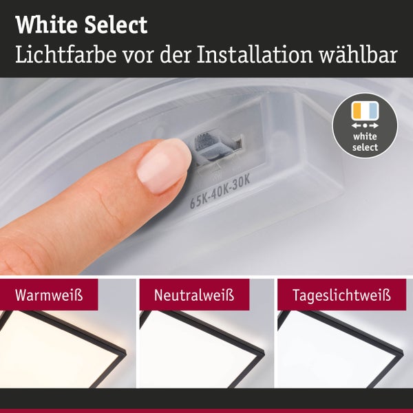 White Select Funktion: Lichtfarbe vor der Installation wählbar.