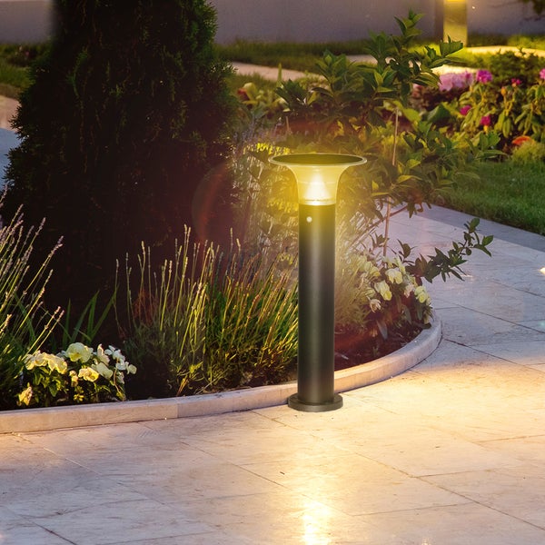Outsunny Solarlampen für Außen, Gartenleuchte mit Solarpaneel, 2 Lichtmodi, Ø23,5 x 60 cm, Aluminium , Schwarz
