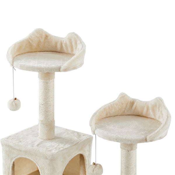 Katzenkratzbaum mit Liegeflächen und Spielzeug