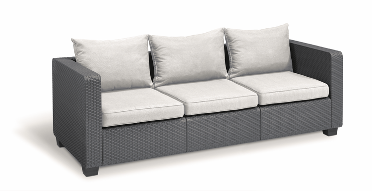 Allibert Salta Loungeset 4-teilig mit 3-Sitzer und Sessel inkl Kissen Sand - Rattanoptik Gartenmöbelset Wetterfest