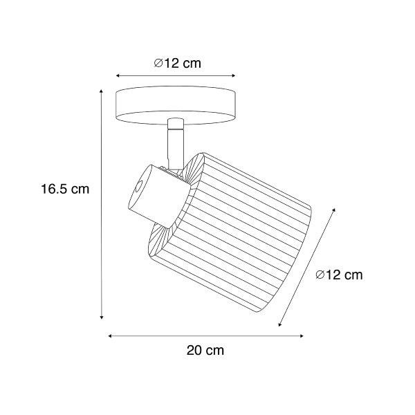 Technische Zeichnung eines Deckenspots mit Maßangaben