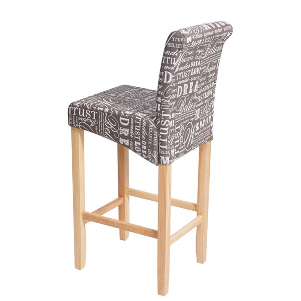 Barhocker mit Rückenlehne und Textmuster
