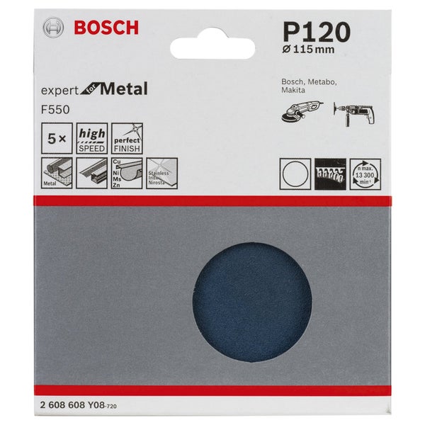 Bosch Expert Schleifscheibe für Metall, Durchmesser 115 mm, Körnung P120