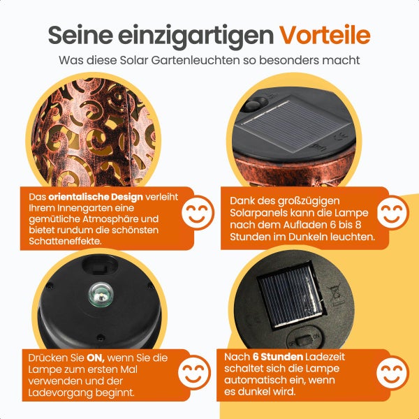 Goliving Solar-Tischlampe Zen - 2 Stück - Laterne für draußen - Solar-Gartenleuchte - LED-Außenleuchte - Pendelleuchte - 21,5 cm - Metall - Schwarz