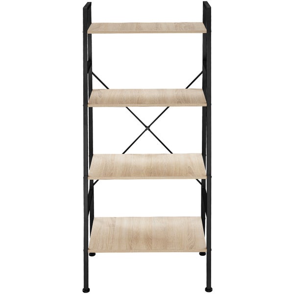 Leiterregal tectake Liverpool inklusive Kippschutz, 61,5 x 36,5 x 150 cm Industrial Style Industrial Holz hell, Eiche Sonoma