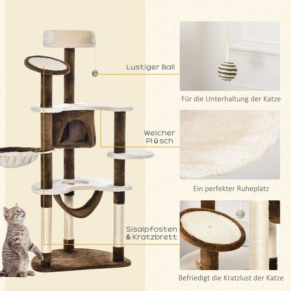 PawHut Kratzbaum, 65x50x153 cm (LxBxH), Spanplatte, | HORNBACH
