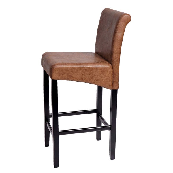 Barhocker mit Rückenlehne und gepolstertem Sitz