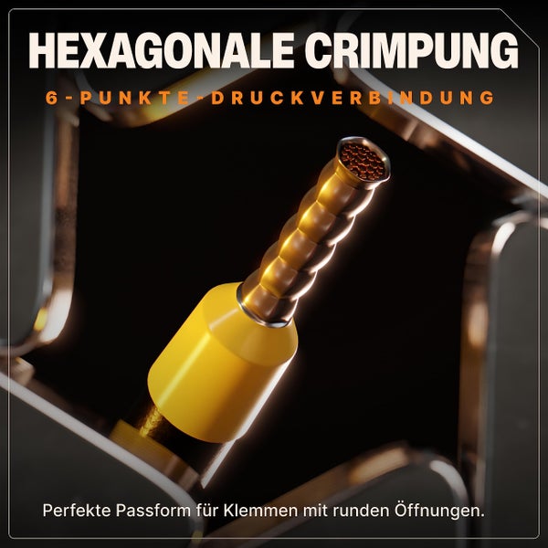 BAURIX® Sechskant Crimpzange mit 2000 Aderendhülsen Set, Aderendhülsenzange selbsteinstellend für 0,25-6mm², Krimpzange, Crimp Zange, Presszange, Crimpwerkzeug - Modell: THESEUS (6-Kant)