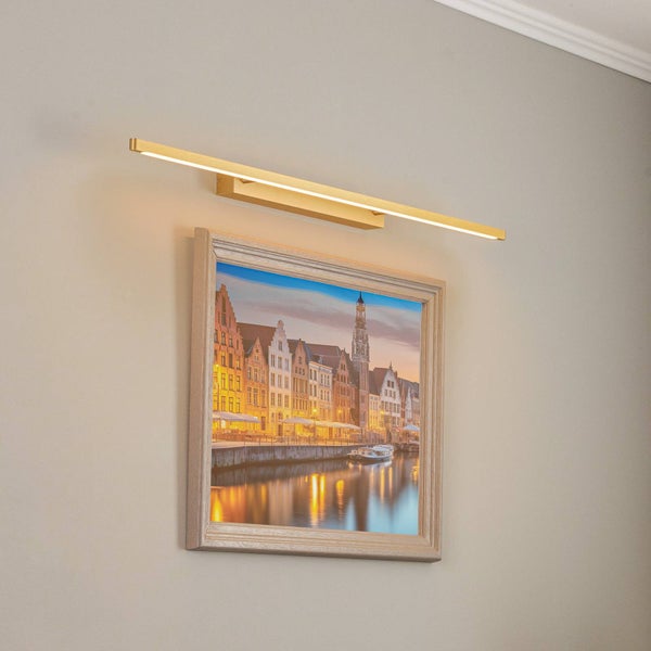 quitani LED Wandleuchte, Wandlampe Innen Talon dimmbar (Modern) in Gold / Messing aus Aluminium (1 flammig ) - Bilderleuchte Wandstrahler Wandbeleuchtung Schlafzimmer Wohnzimmer Flurleuchte