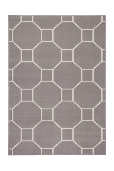 Rechteckiger Teppich mit geometrischem Muster aus Quadraten und Achtecken