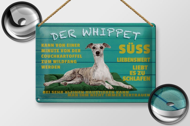 Blechschild Spruch 30x20cm der Whippet Hund süss lebenswert