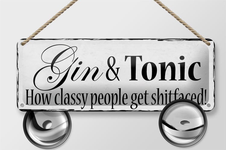Blechschild Spruch 27x10cm Gin & Tonic how classy people Dekoration