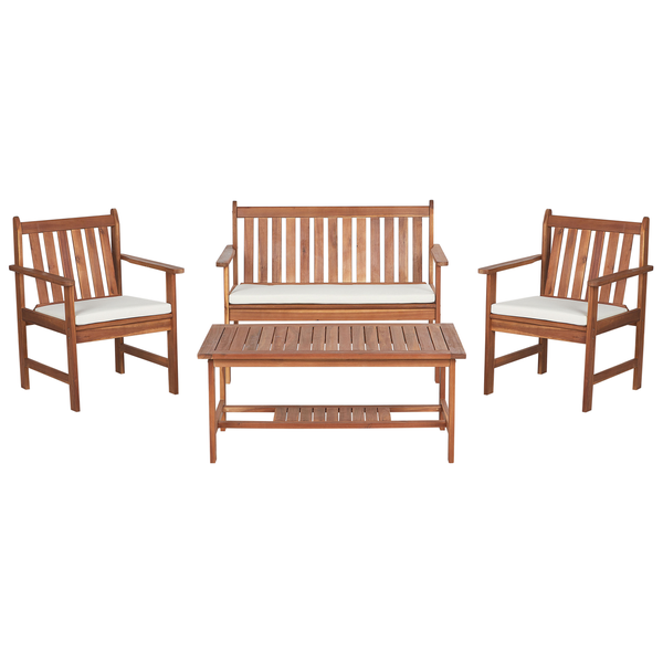 Gartenmöbelset mit Bank, zwei Stühlen und Tisch