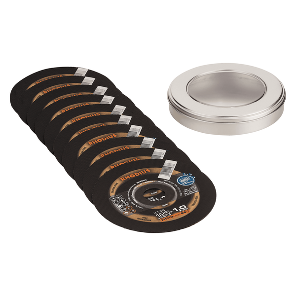 RHODIUS Trennscheibe XT38, 10 Stück, 125 x 1,0 x 22,23 mm für Edelstahl, Stahl, Metall, PROline