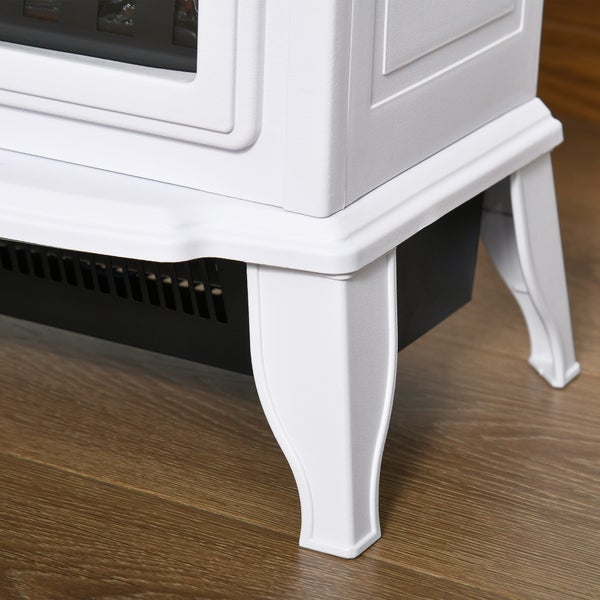 Detailansicht der standfesten Füße eines elektrischen Kamins in klassischem Design.