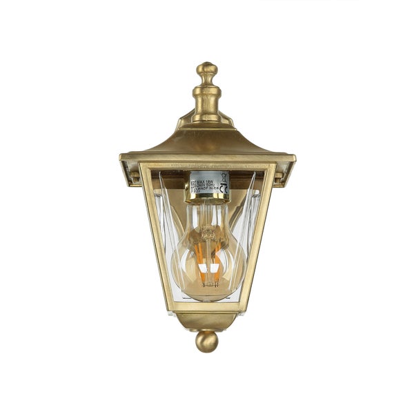 Goldene Außenwandleuchte mit klarem Glas