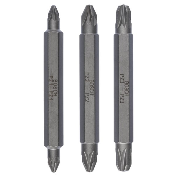 Drei Bosch Pozidriv Bits PZ1, PZ2 und PZ3