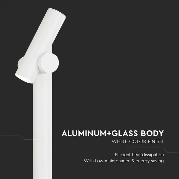 Weiße Schreibtischlampe aus Aluminium und Glas