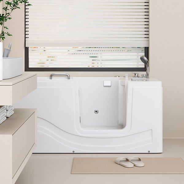Home Deluxe - Seniorenbadewanne inkl. Whirlpool- VITAL M Rechts - Maße: 153 x 76 x 64cm - inkl. komplettem Zubehör I Badewanne mit Tür, Senioren Badewanne mit Einstieg, Whirlpool-Badewannen