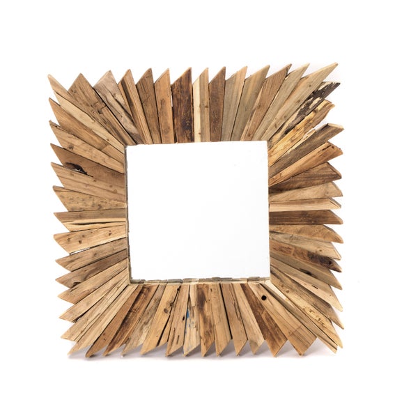 Wandspiegel  Spikes  50x50 cm Massivholz naturfarben