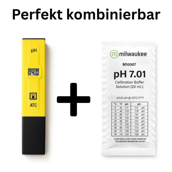 pH-Messgerät und pH 7,01 Kalibrierlösung