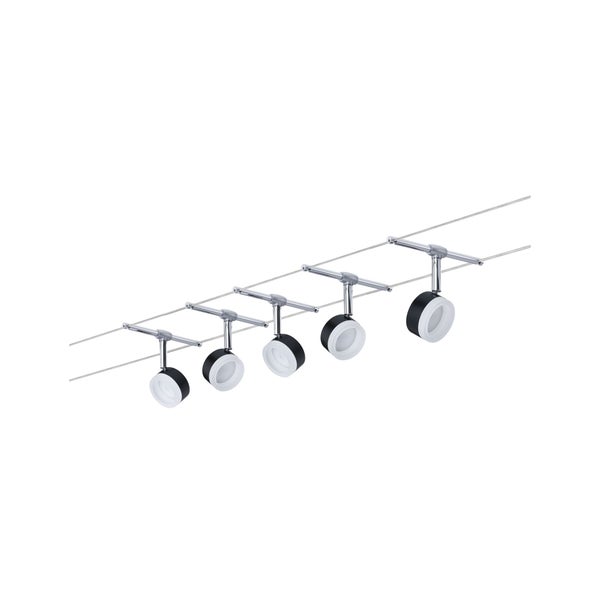 CorDuo LED Seilsystem ClearLED Basisset 5x150lm 5x4W 2700K 230/12V Schwarz, Chrom
