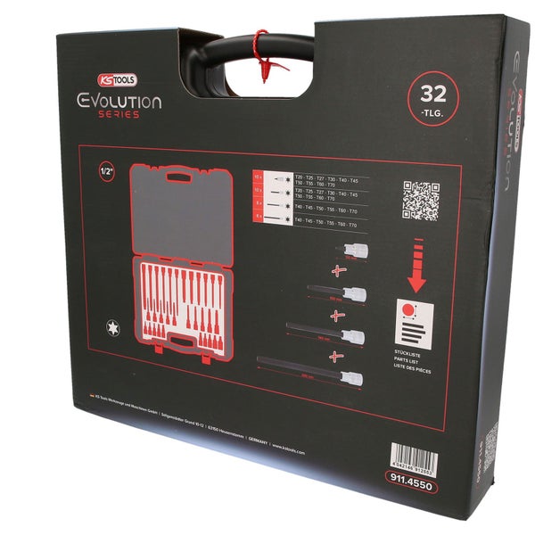 KS TOOLS 1/2 Bit-Stecknuss-Satz für Torx Schrauben 32tlg. - 911.4550