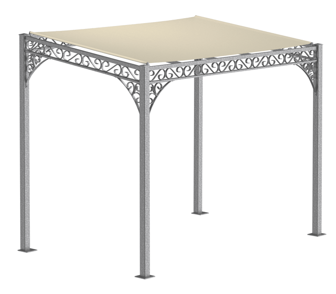 Pergola ELEO Elba 2 x 3 m feuerverzinkt | mit Sonnensegel ecru