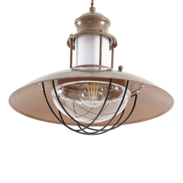 Hängelampe im Vintage-Stil mit Lampenschirm aus Metall und Glaskugel