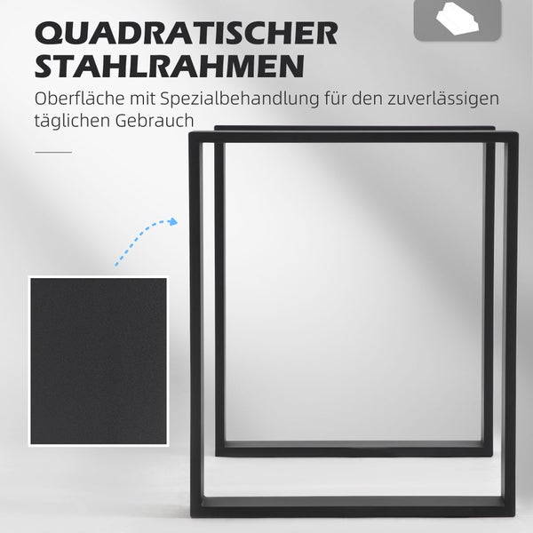 HOMCOM Tischbeine, 2er-Set Tischkufen, Möbelfüße aus Vierkantprofilen, 60 x 72 cm Tischgestell für Couchtisch, Esstisch, Stahl, Schwarz