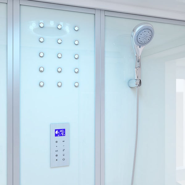 Home Deluxe - Dampfdusche DIAMOND BIG - Weiß, Maße: 190 x 100 x 220 cm - inkl. Radio, Regendusche und komplettem Zubehör I Dampfsauna, Badewanne, Whirlpool, Dusche