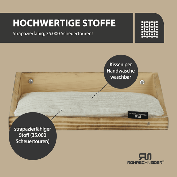 Rohrschneider Wandmulde geflammt+ Kissen mit Füllung Cord breit beige