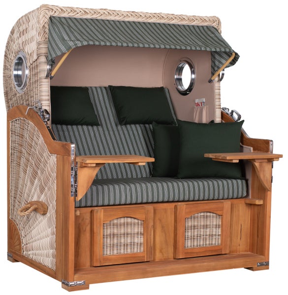 Strandkorb Rantum Grande Teak PE shell Dessin 504