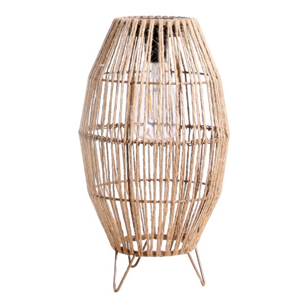 LED Solarleuchte Korbinian für Garten und Terrasse, Außendeko aus Metall, Kunststoff und Jute in natur, fest verbaute LEDs, Solar Lampe für den Garten 34 x 19,58 cm