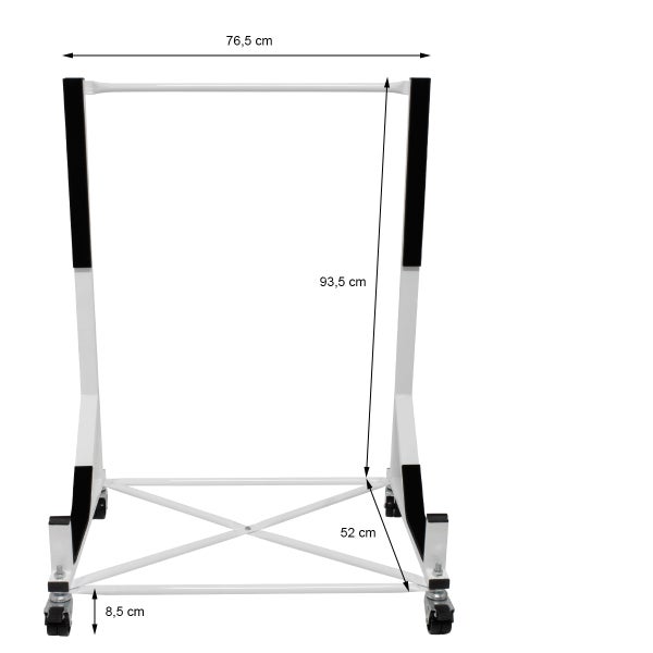 ECD Germany Hardtopständer mit 4 feststellbaren Rädern inkl. Bezug - Weiß - aus pulverbeschichtetem Stahl - Hardtop Ständer Hardtophalter Aufbewahrung Trolley Hülle Abdeckhaube Schutzbezug Cover