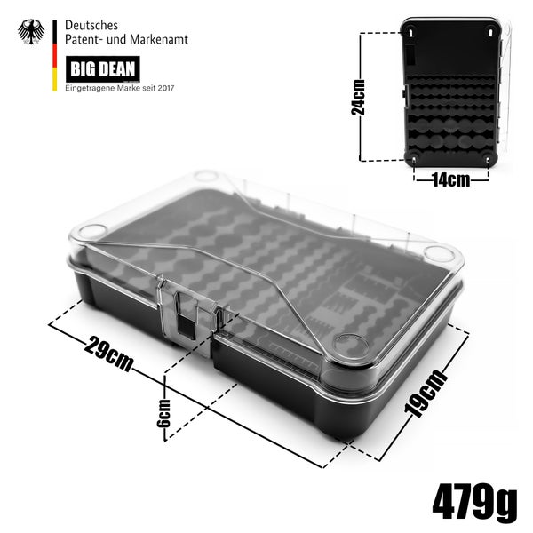 BigDean 2 Stück Batterie Aufbewahrungsbox aus Kunststoff für Batterien & Akkus– Batterie Organizer für einfaches & leichtes Aufbewahren – Batteriebox Made in Europe