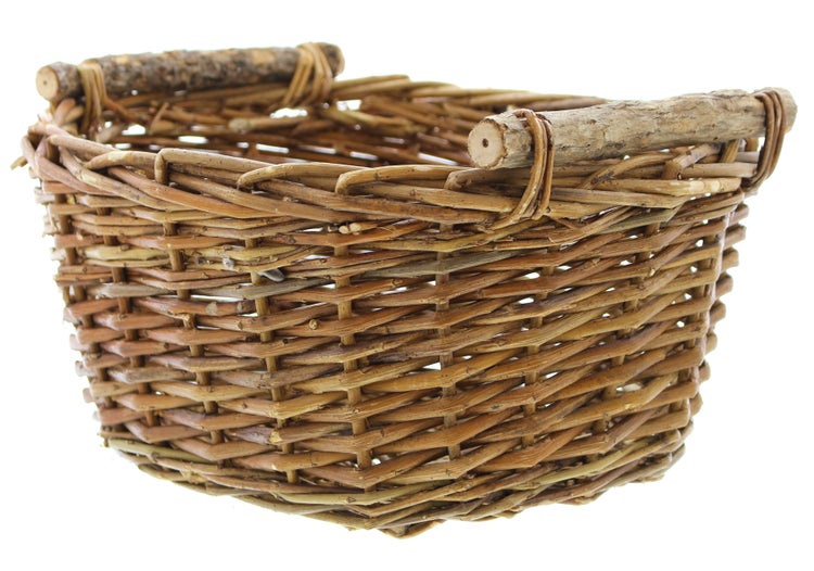 FRANK FLECHTWAREN | Füllkorb Holzgriff, groß, WEIDE, 36 x 27 x 17 cm